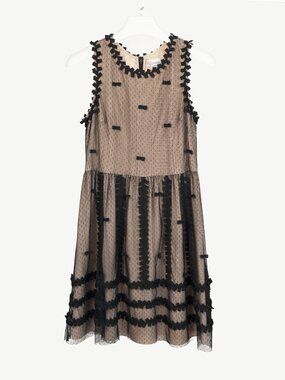 Red Valentino Black Swiss-Dot Tulle Bow-Embellished Dress